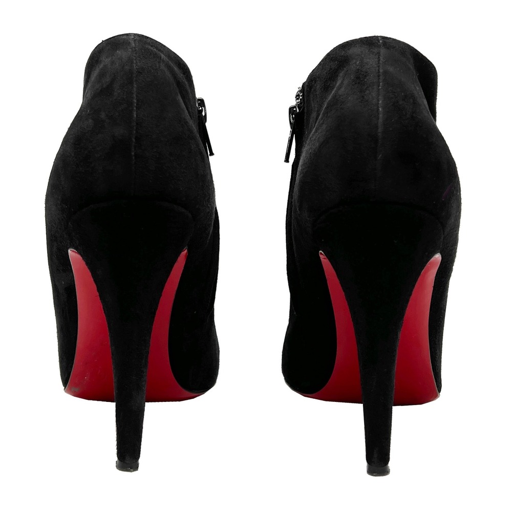 Christian Louboutin Black Suede Round Toe Stiletto Ankle Boots 38.5 - Picture 4 of 9